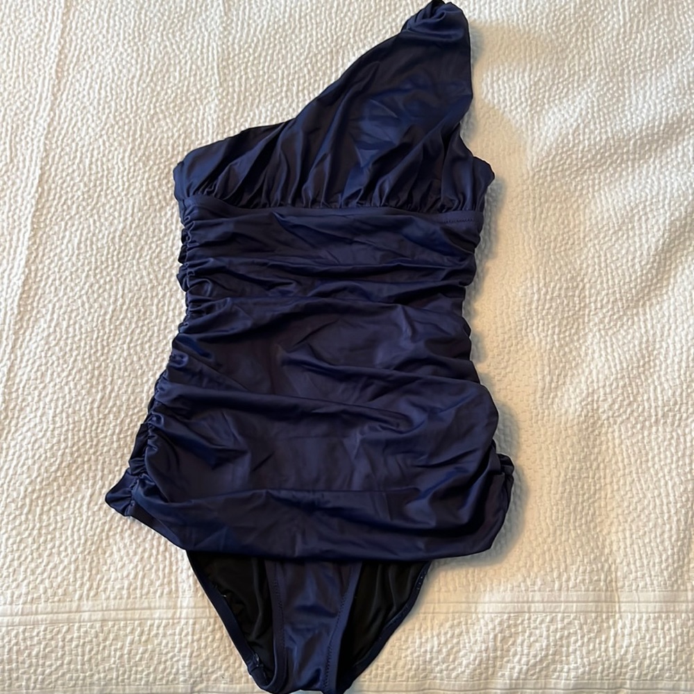 J. Crew navy one shoulder bathing suit size 2